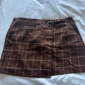 SHEIN Curve Brown Plaid Women's Skirt